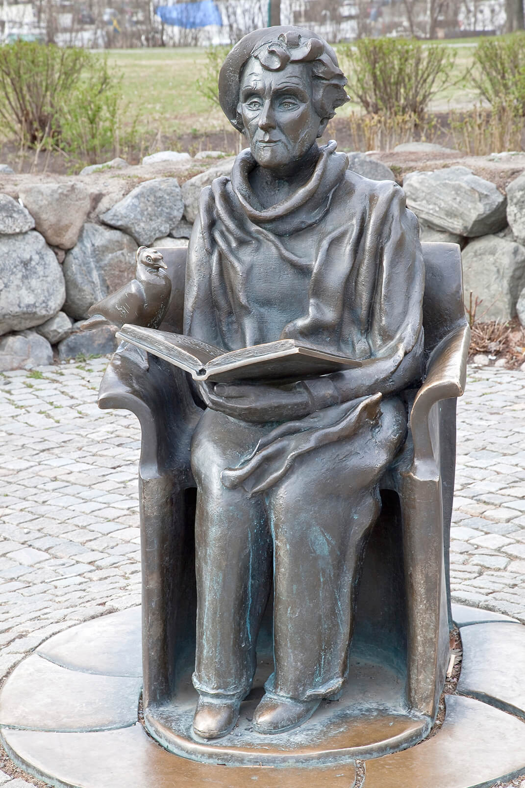 Sculpture storyteller on the island of Stockholm. Sweden.