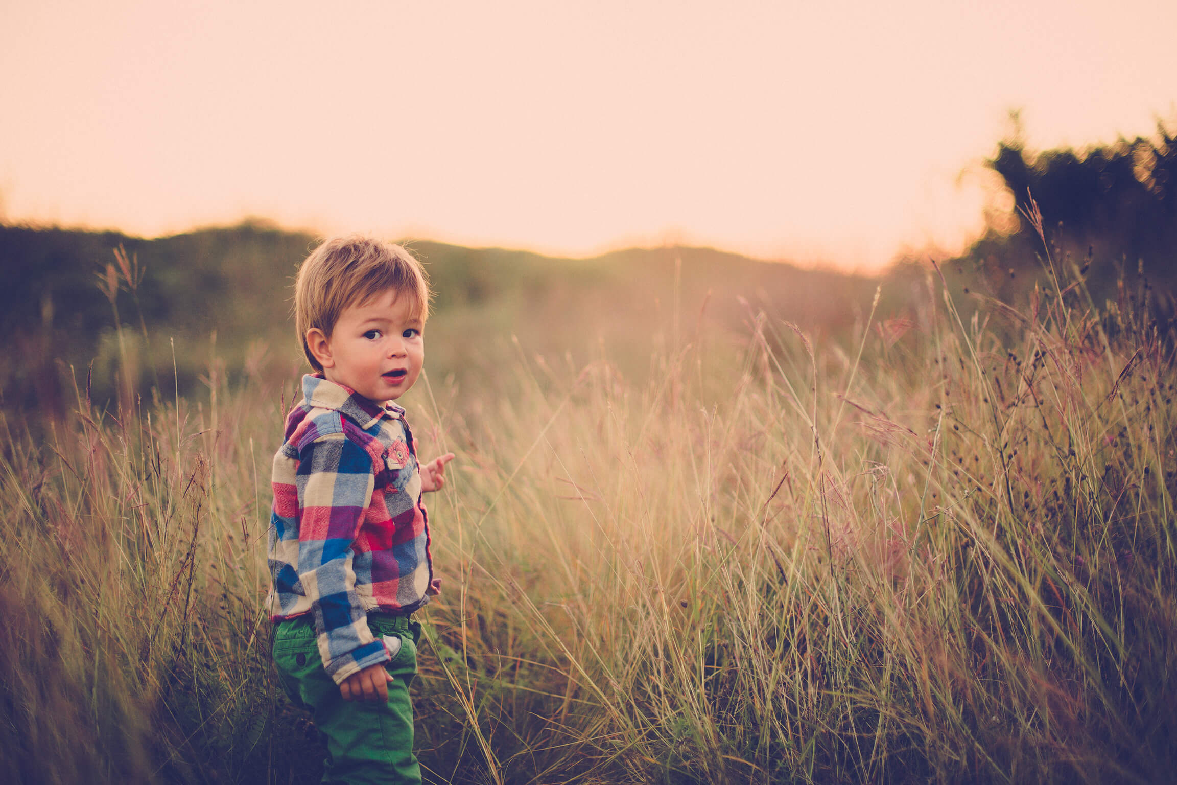 Baby boy exploring outdoors